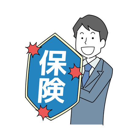 Men protected by insuranceのイラスト素材