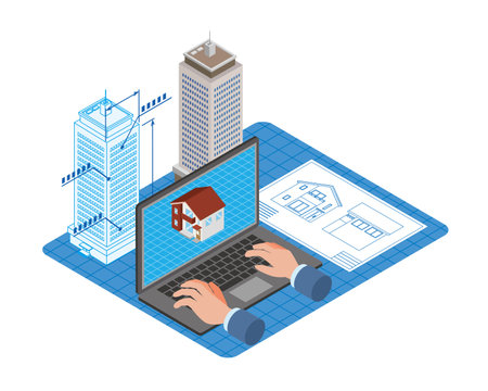 Image illustration of architectural CAD designのイラスト素材