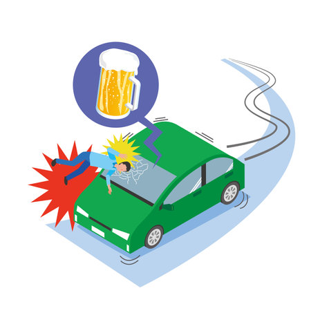 Traffic accidents caused by drunk drivingのイラスト素材