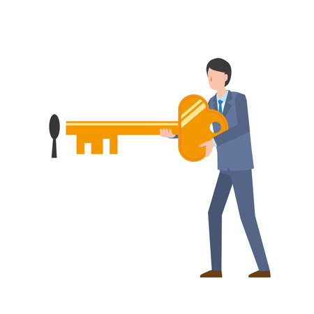 Businessman unlocking the keyのイラスト素材
