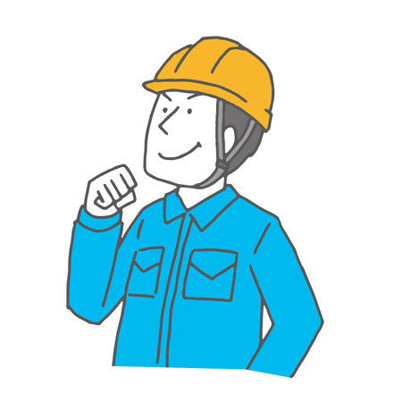 Worker man doing a guts pose