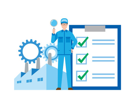 Men doing quality checksのイラスト素材