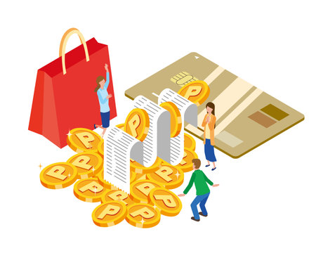 Illustration of shopping points with credit cardのイラスト素材