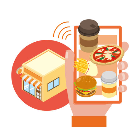 Illustration of ordering from a smartphoneのイラスト素材