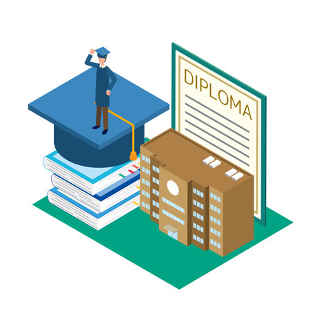 Graduation image illustrationのイラスト素材