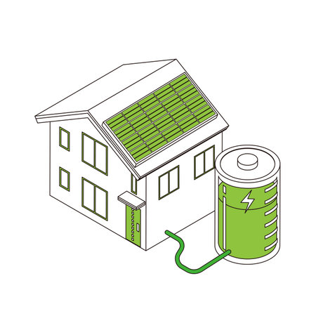 Energy-storing dry cell batteries and eco-housesのイラスト素材