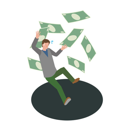 Illustration of a man having trouble repaying his debtのイラスト素材