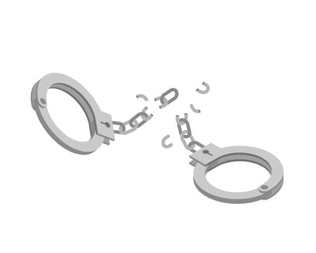 Illustration of tearing off handcuffsのイラスト素材