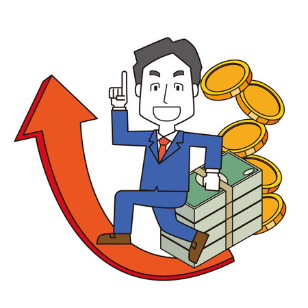Male office worker whose income increasesのイラスト素材