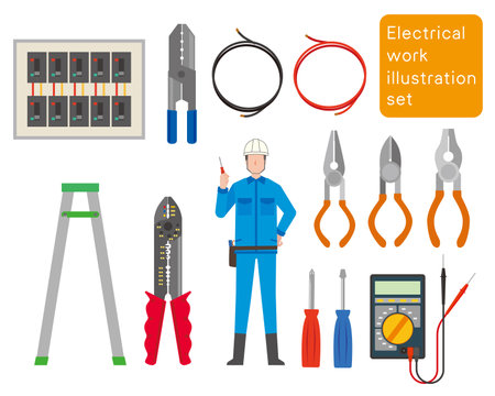 Electrical work illustration setのイラスト素材