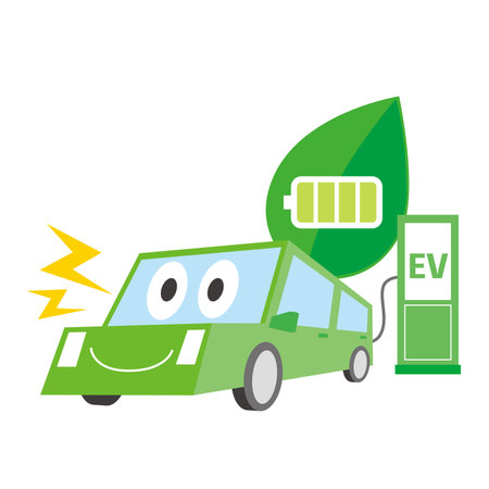 Electric car character illustrationのイラスト素材