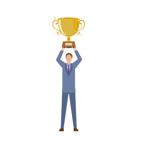 Businessman holding a trophyのイラスト素材