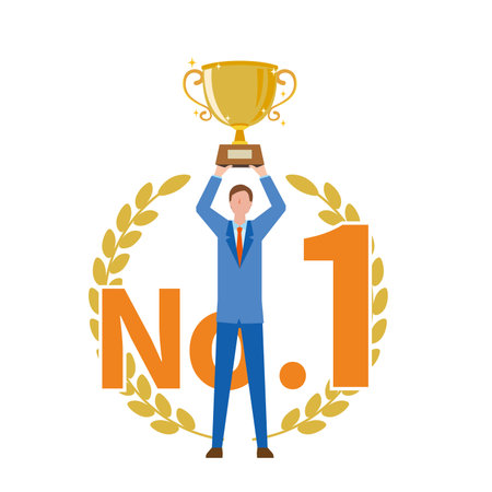 Businessman holding a trophyのイラスト素材