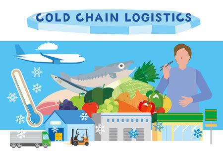 Cold chain transportation illustrationのイラスト素材