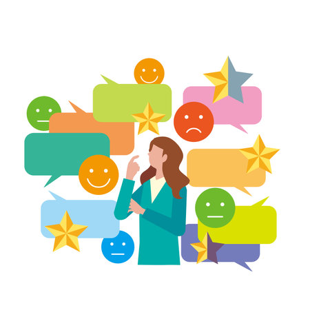 Women who care about reviews and ratingsのイラスト素材