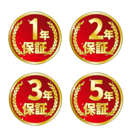 1 year, 2 years, 3 years, 5 years warranty medal illustrationのイラスト素材