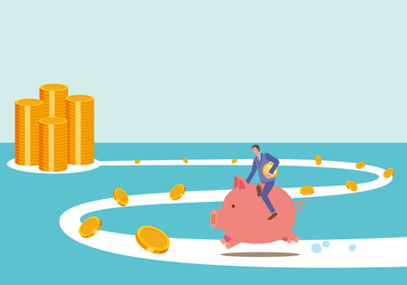 Pig money box and businessmanのイラスト素材