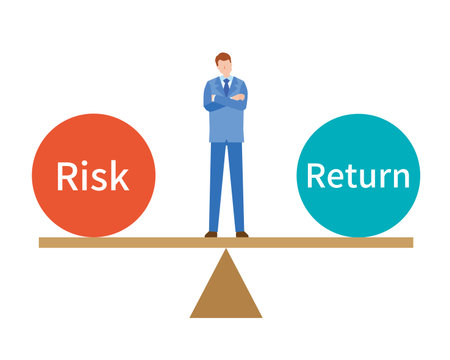 A man thinking about risk and returnのイラスト素材
