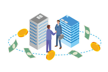 Image illustration of businessman signing contractのイラスト素材