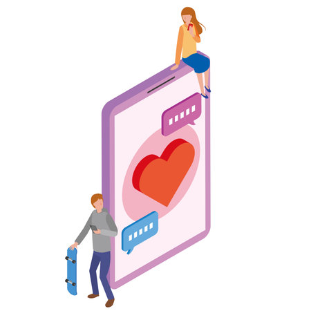 Matching app image illustrationのイラスト素材