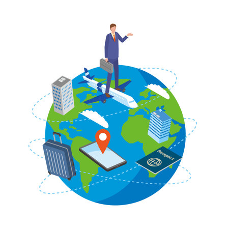 Businessman traveling around the worldのイラスト素材