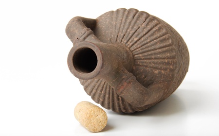old clay wine bottle