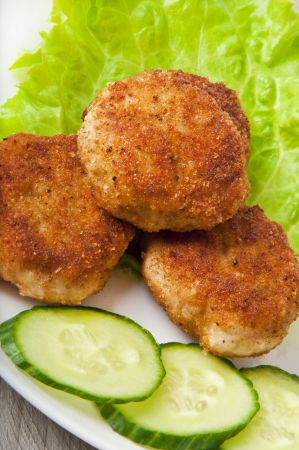 chicken cutlet with vegetablesの写真素材