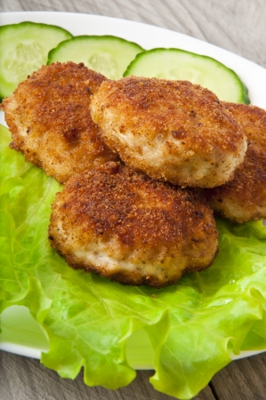 chicken cutlet with vegetablesの写真素材