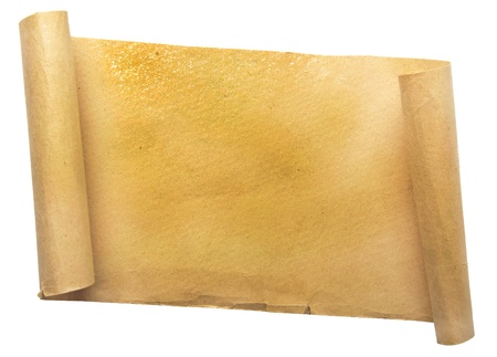 old scroll paper isolated on white backgroundの写真素材