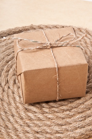 vintage box of rope on the backgroundの写真素材