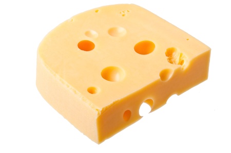 piece of cheese isolated on a white backgroundの写真素材