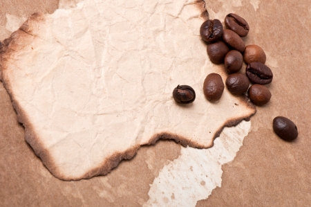 old paper and coffee beansの写真素材