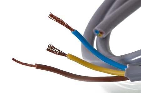 closeup of a electric cable on a white background