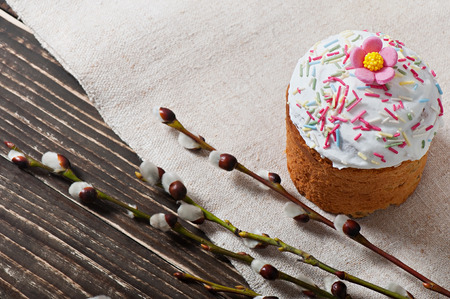 Easter cupcake homemade on an old wooden background
