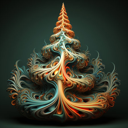 Fantastic Christmas tree on a dark background.の素材
