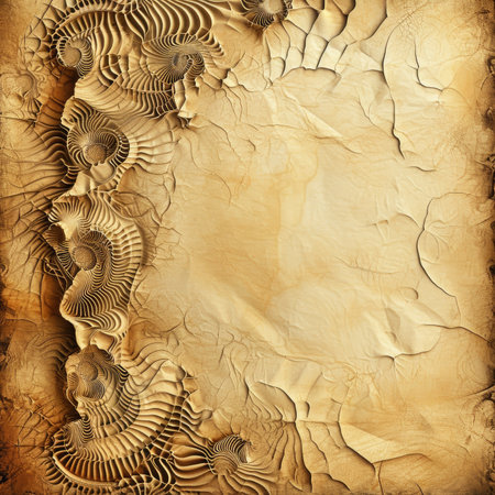 Abstract fractal background. Computer-generated image. Digital art. Old paper textures and ornaments.の素材
