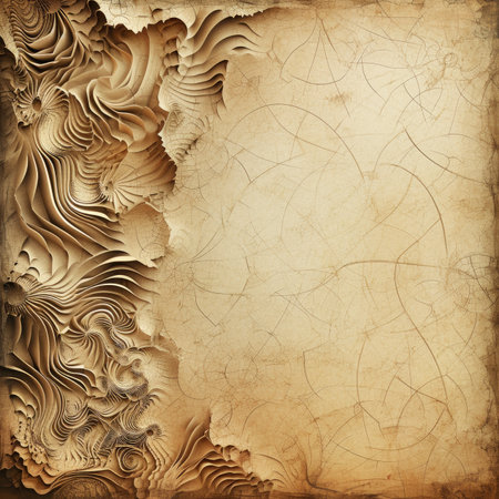 Abstract fractal background. Computer-generated image. Digital art. Old paper textures and ornaments.の素材