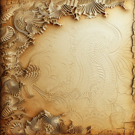Abstract fractal background. Computer-generated image. Digital art. Old paper textures and ornaments.の素材