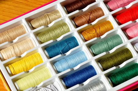 detail of embroidery yarn bobbins