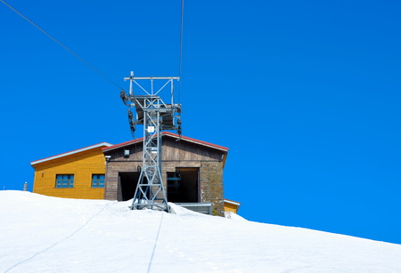 cableway on the hill in the woodのeditorial素材