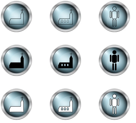 set of vector icon in buttons in mettalic designのイラスト素材