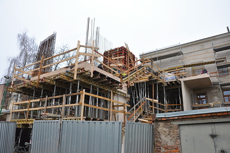 close up of process build a building