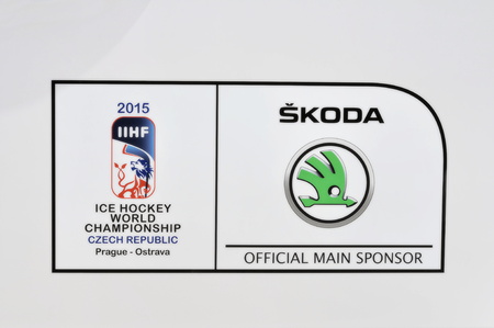 PRAGUE, THE CZECH REPUBLIC, 17.05.2015 - Skoda auto promotion on IIHF in Pragueのeditorial素材