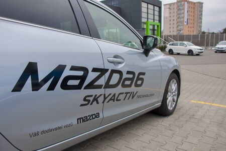 PRAGUE, THE CZECH REPUBLIC, 12.03.2016 - Mazda car in front of car store Mazda in Prague
