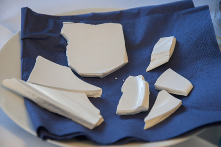 Breaking plates on wedding is famous wedding traditionの写真素材