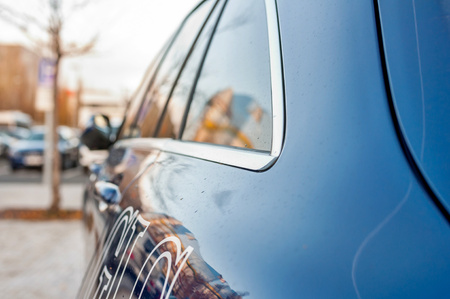 PRAGUE, THE CZECH REP., NOVEMBER 27, 2016: Closeup of rear light luxury car Mercedes-Benz GLC 220d parking in front of car store Daimler.のeditorial素材