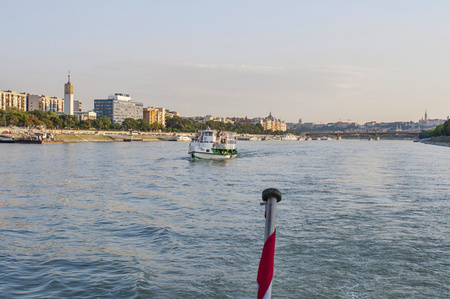 Budapest, Hungary, 25.08.2017 - Budapest in daylight from river. Parliament across the river Danube. View from the riverのeditorial素材