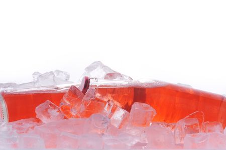 two bottles with  drink in iceの写真素材