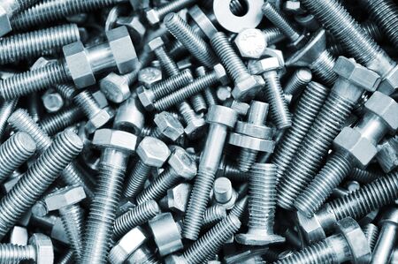 Set of bolts  in box close up