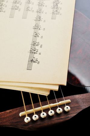  acoustic guitar and sheet musicの写真素材